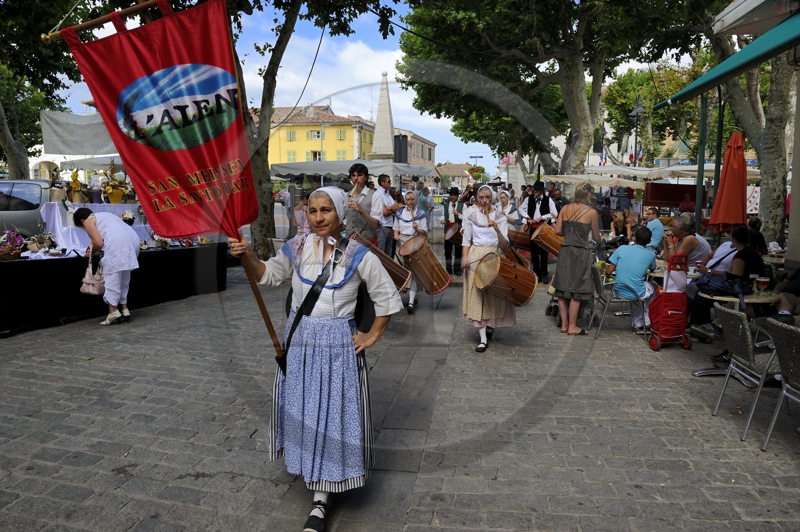 France, Var, Provence Verte (Green Provence), Saint-Maximin-la-Sainte-Baume, a provencal group parade on market day