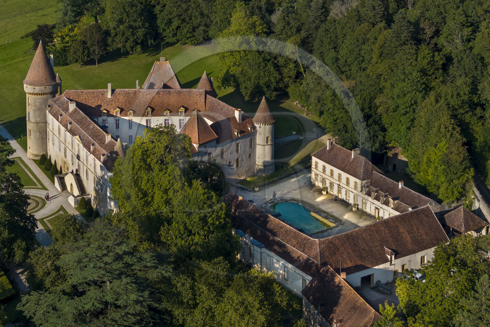 France, Nievre, Regional Natural Park of Morvan, Bazoches, Bazoches Castle which was owned by Marshal Sébastien le Prestre de Vauban (aerial view)