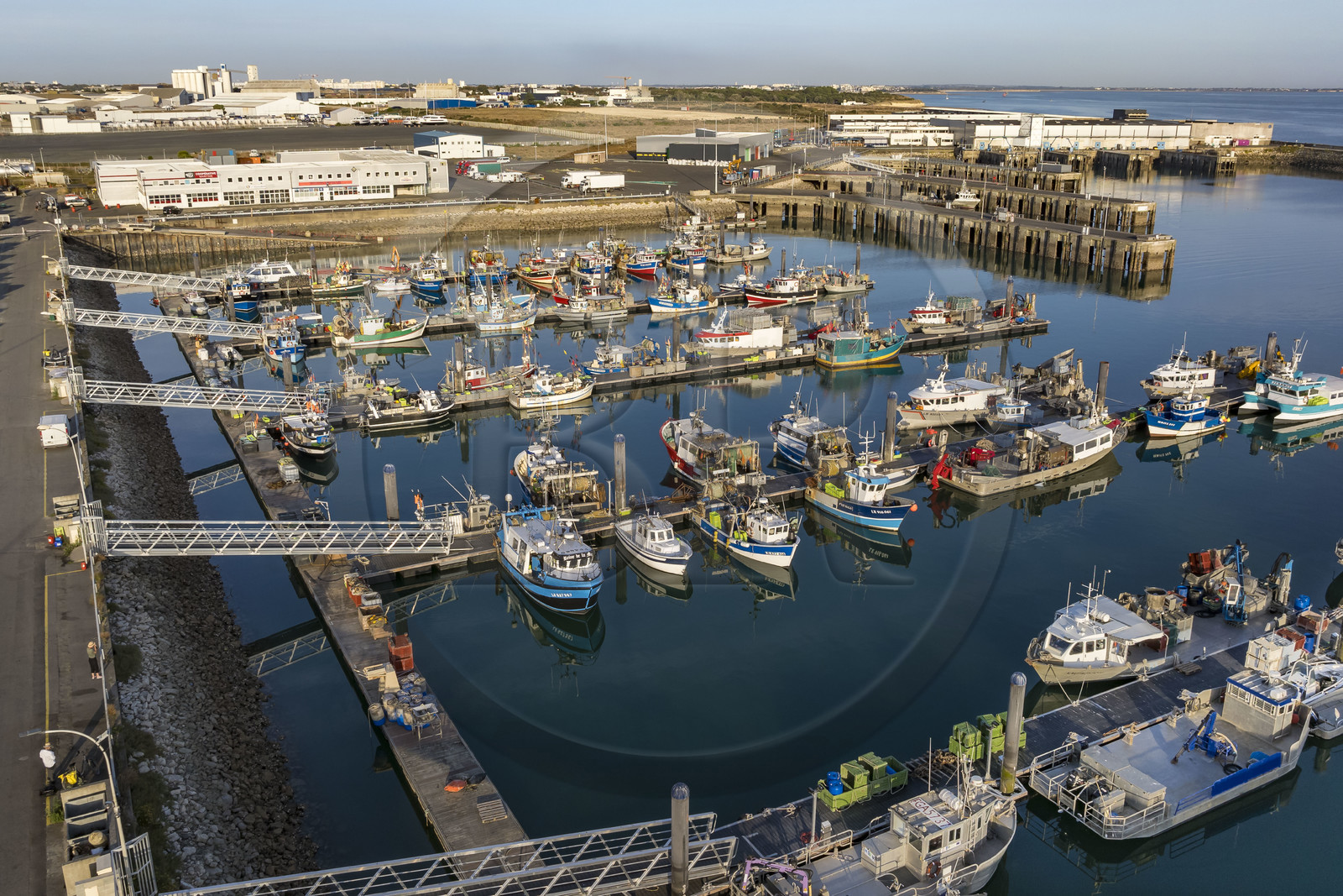 France, Charente Maritime, La Rochelle, Chef de Baie fishing port (aerial view)