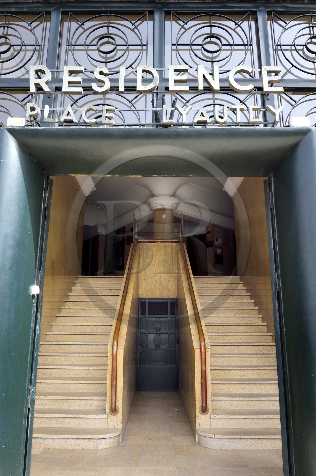 Maroc, Casablanca, la Residence place Mohammed V (anciennement Lyautey) de style Art Déco