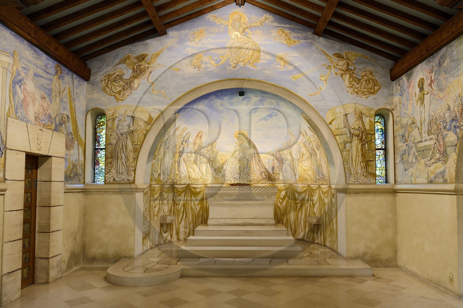 France, Marne, Reims, the Chapel of Our Lady of Peace or Foujita chapel, paintings by Leonard Foujita