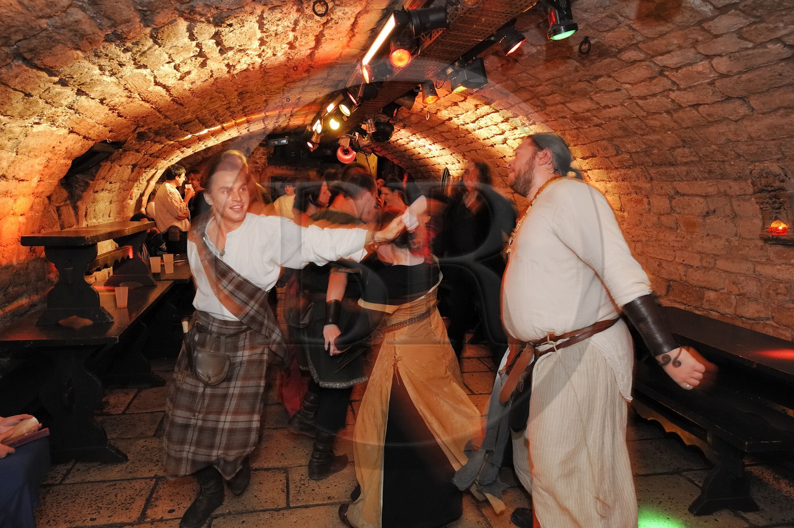 France, Paris, the Saint-Sabin cellars, medieval tavern, medieval danses
