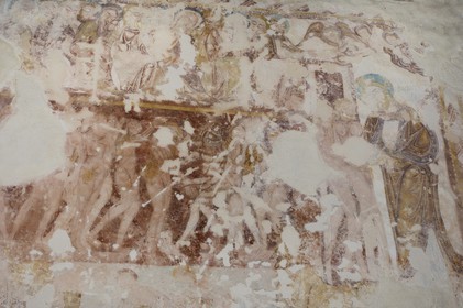 France, Loir-et-Cher (41), Saint-Jacques-des-Guérets, église romane Saint-Jacques construite au XIIème siècle, la Descente du Christ aux Limbes