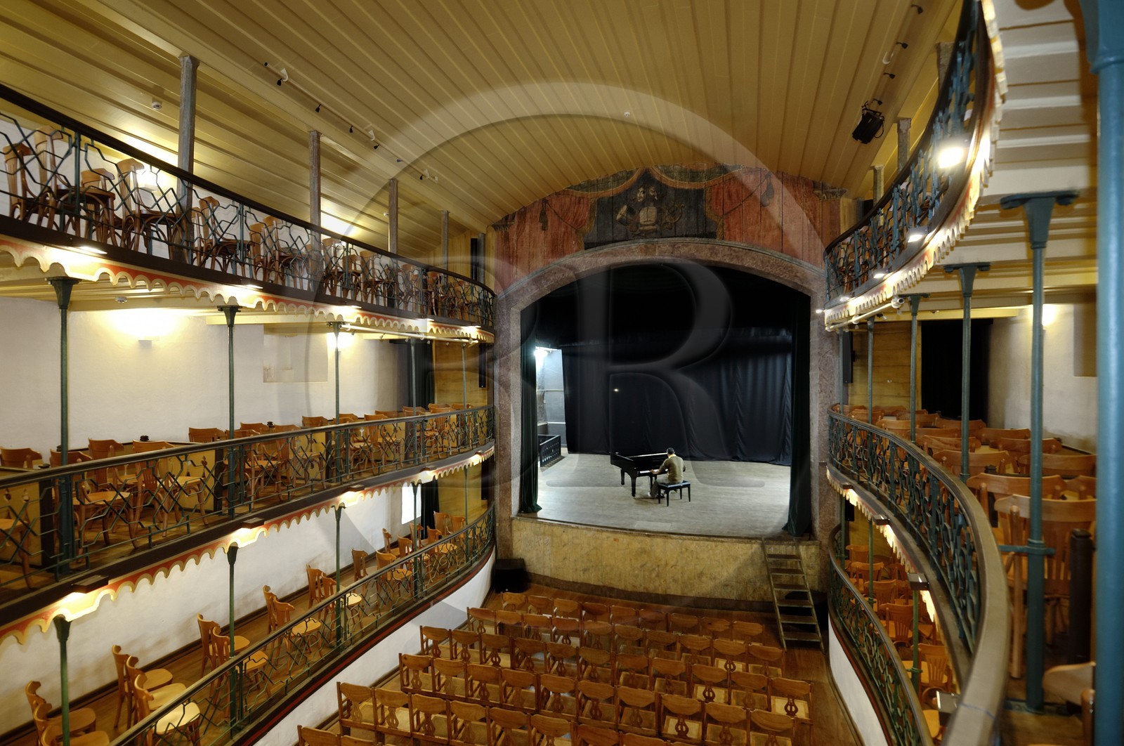 Brazil, Minas Gerais state, Ouro Preto, historical center listed as World Heritage by UNESCO, the oldest theater of Latin America from 1780 (Gold Route, Estrada Real)