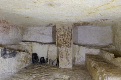 Italie, Latium, province de Viterbe, Tarquinia, nécropole antique étrusque de Monterozzi (Necropoli dei Monterozzi) classée Patrimoine Mondial de l'UNESCO, Tombe 5636