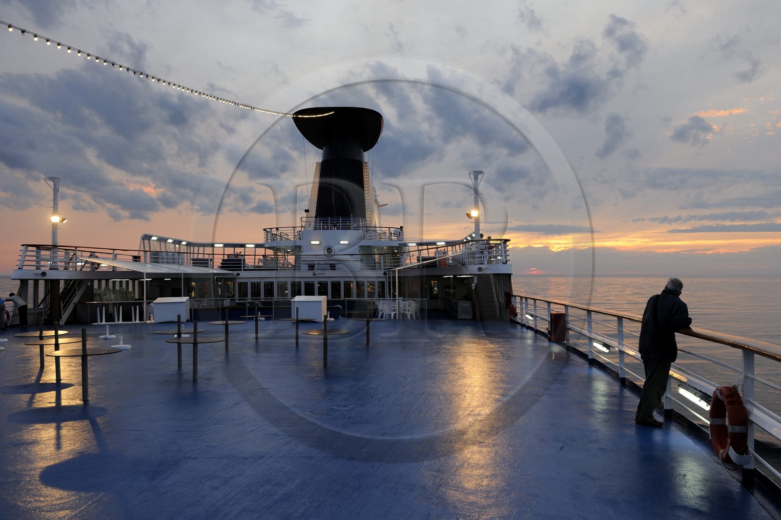 Canada, Quebec Province, Gaspesie, sunset over St Lawrence River seen from Princess Danae Cruise ship upper deck