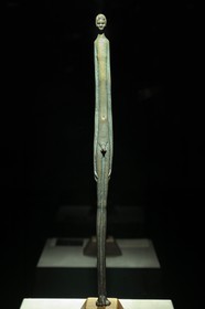 Italy, Tuscany, Val di Cecina, Volterra, Museo Etrusco Guarnacci (Guarnacci Etruscan Museum), etruscan bronze statuette called the shadow of the night (Ombra della sera) from the third century BC