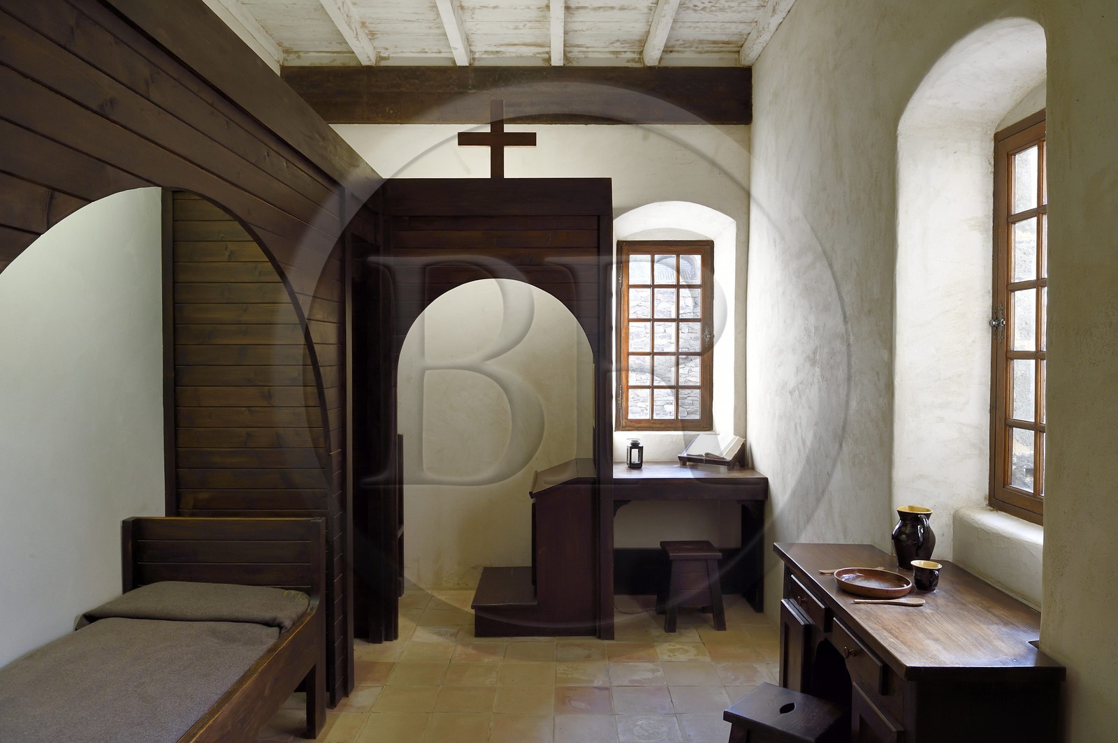 France, Var (83), Massif des Maures, Collobrières, chartreuse de la Verne, reconstitution d'une cellule du XVIIème siècle