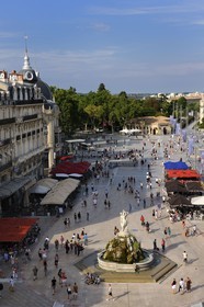 France, Hérault (34), Montpellier, Place de la Comédie, fontaine des Trois Grâces