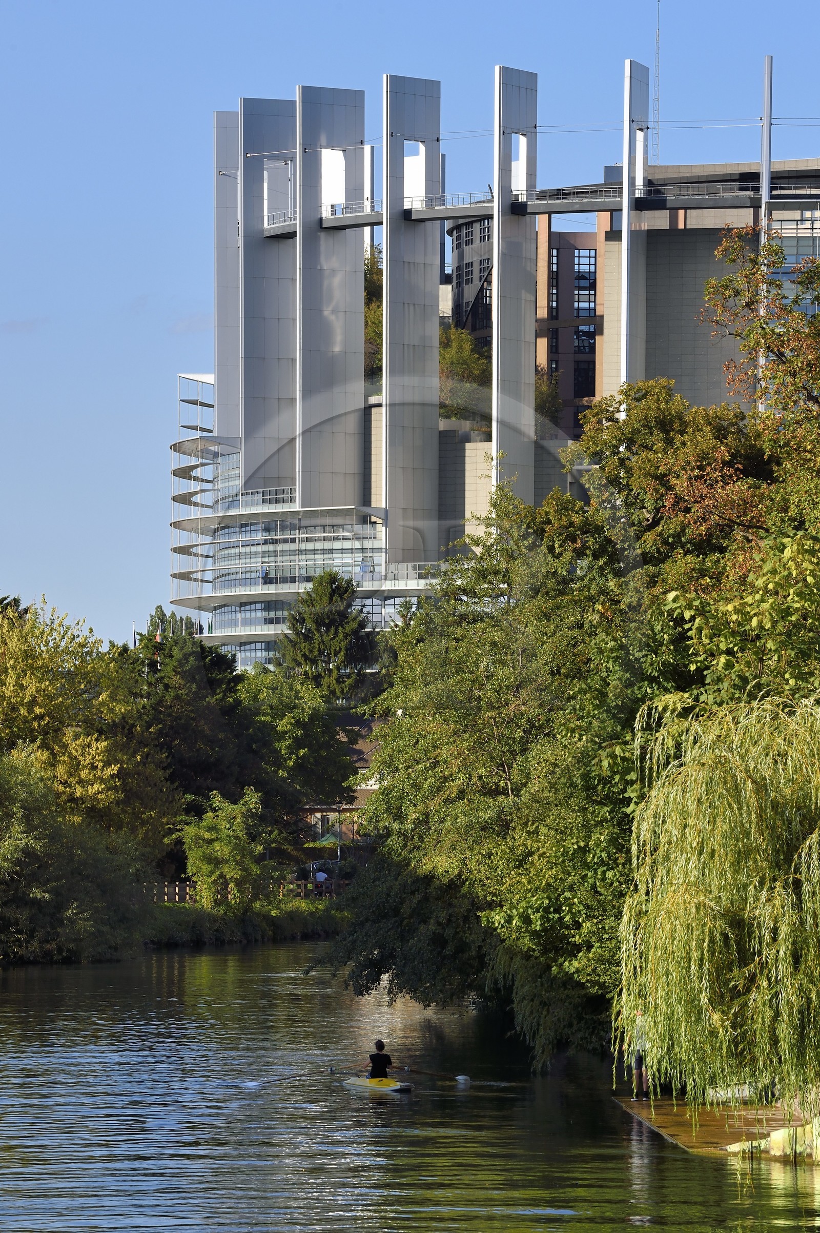 France, Bas Rhin, Strasbourg, European district, the European Parliament along the Ill river