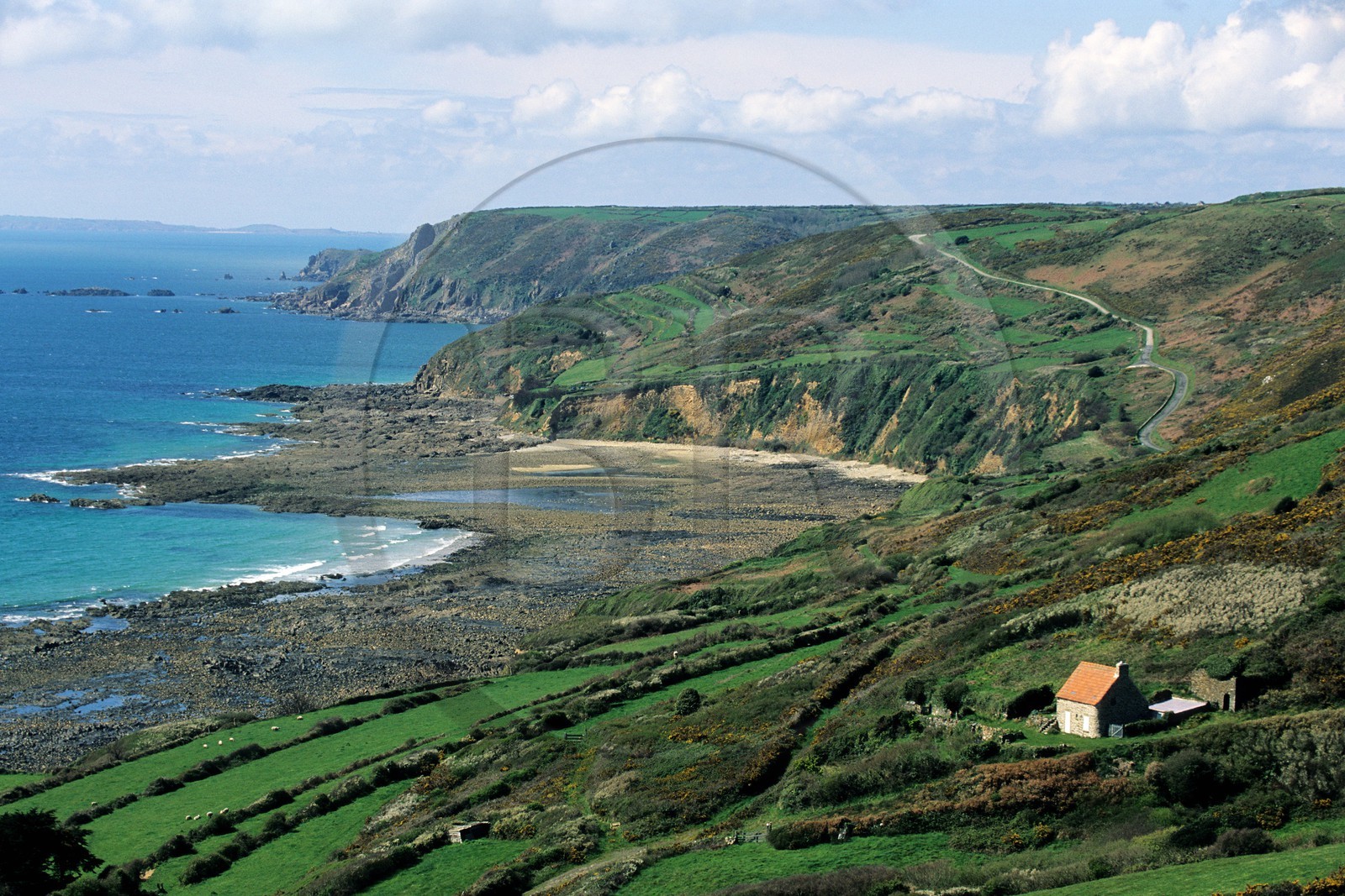 France, Manche (50), Cotentin, Cap de la Hague, Baie du Houguet, lieu dit petit Beaumont et Nez de Jobourg