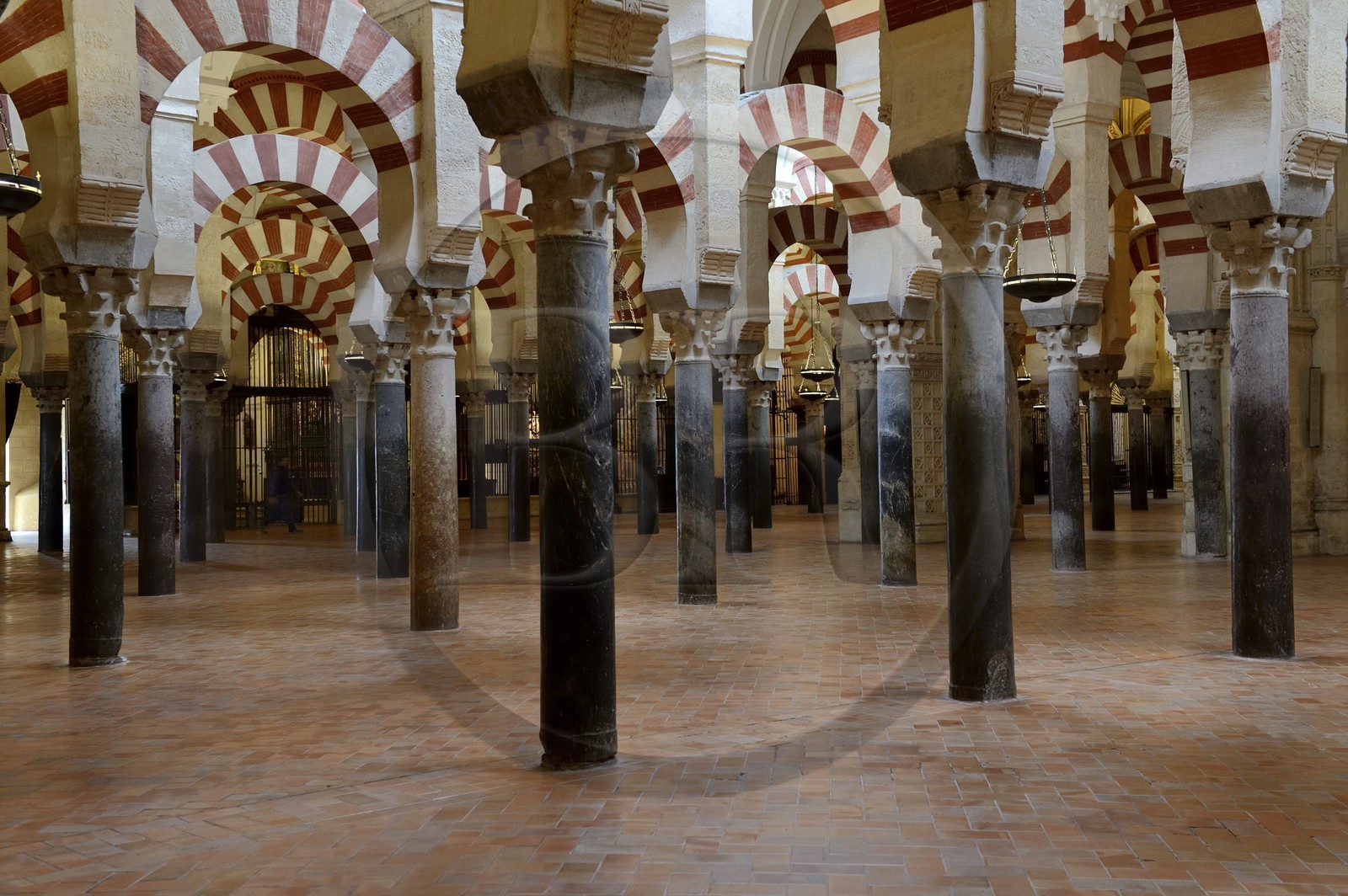 Espagne, Andalousie, Cordoue, centre historique classé Patrimoine Mondial de l'UNESCO, la Mezquita, mosquée-cathédrale, la forêt d'arcs et de colonnades illustre la monumentalité de l'Art omeyyade de Cordoue