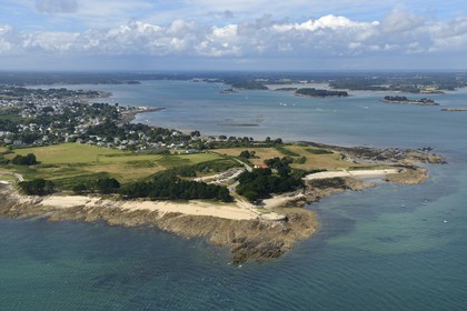 France, Morbihan (56), Pointe de Kerpenhir à l'entrée du Golfe du Morbihan (vue aérienne)
