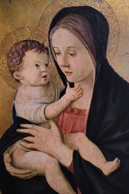 France, Corse-du-Sud (2A), Ajaccio, musée Fesch (musée des beaux-arts), détail de la Vierge à l'Enfant (XVème siècle) du peintre Giovanni Bellini