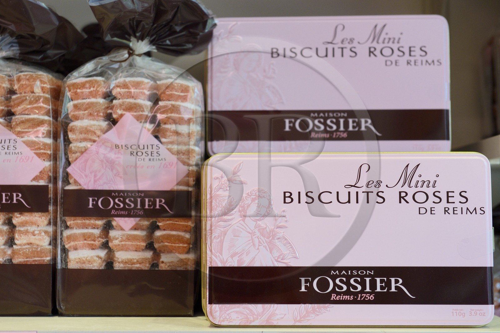 France, Marne, Reims, Fossier Biscuits shop, the pink biscuits