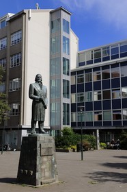 Islande, Reykjavik, statue de Skuli Magnusson considéré comme le père fondateur de Reykjavik