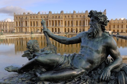 France, Yvelines, park of the Chateau de Versailles, listed as World Heritage by UNESCO, Parterre d'eau, statue showing a French river