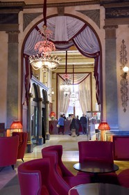 France, Calvados, Pays d'Auge, Deauville, Royal Barriere Hotel, the lobby