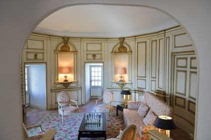 France, Var (83), Bormes les Mimosas, Fort de Brégançon, résidence officielle du président de la République, salon de la chapelle