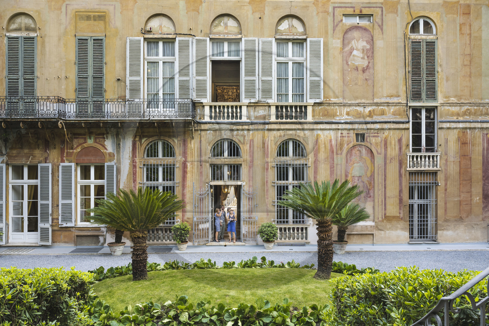 Italie, Ligurie, Gênes, palais des Rolli classés Patrimoine Mondial de l'UNESCO, le palazzo Interiano Pallavicino construit en 1567, la facade arrière dans les jardins