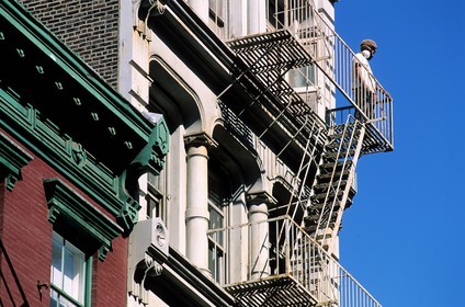 Etats-Unis, New York, Manhattan, Soho, escaliers de secours d'un bâtiment en fonte