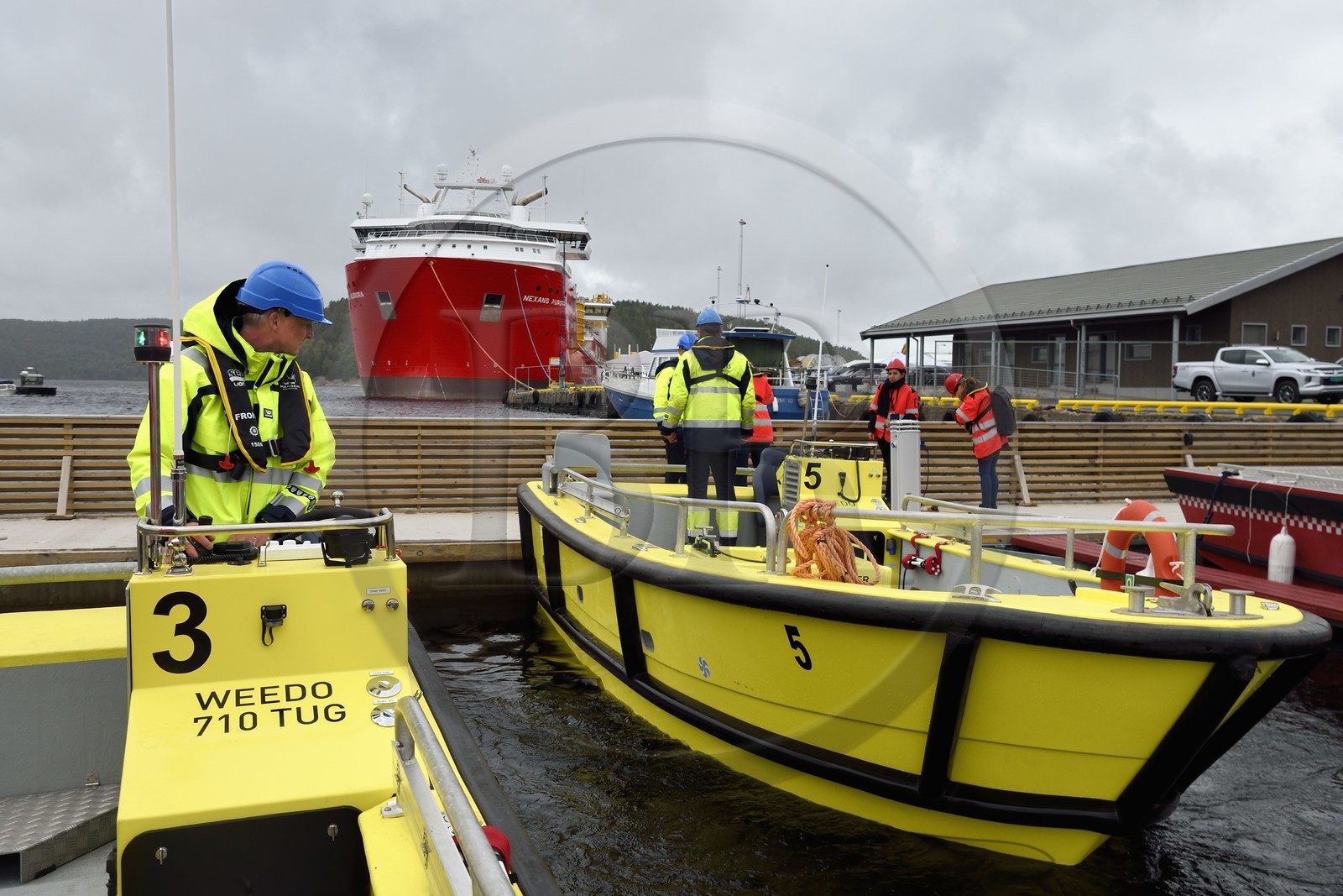 Norway, Ostfold County, Halden, Nexans Aurora cable-laying vessel