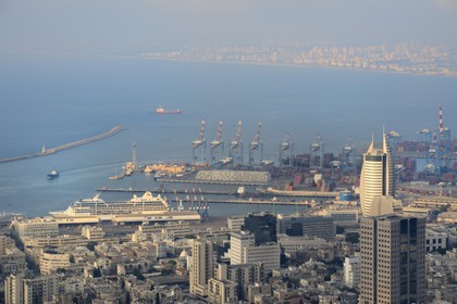 Israel, Haïfa, le centre ville et le port depuis le Mont Carmel