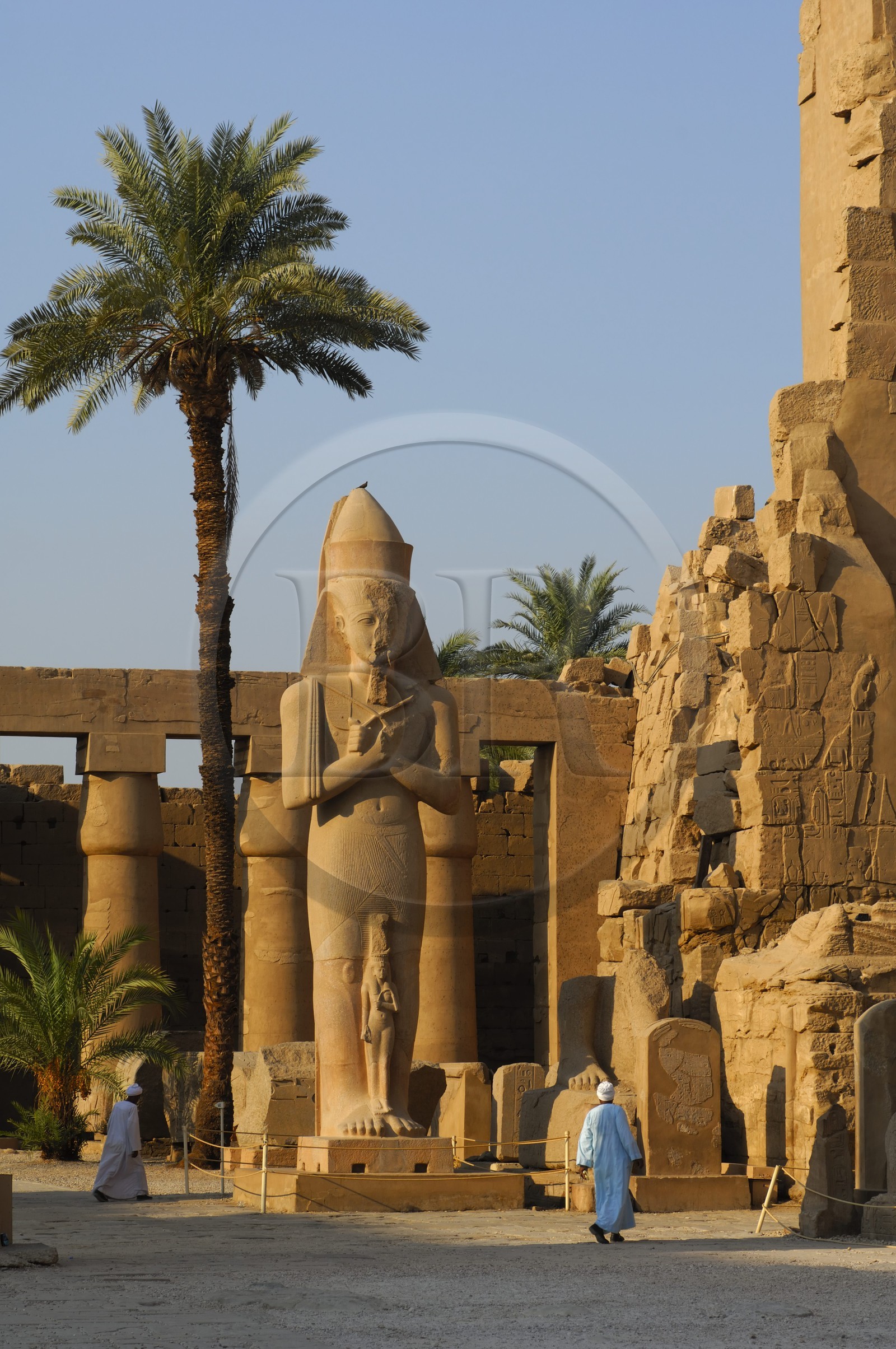 Egypt, Upper Egypt, Nile Valley, Luxor, Karnak Temple listed as World Heritage by UNESCO, the colossus of Ramesses II