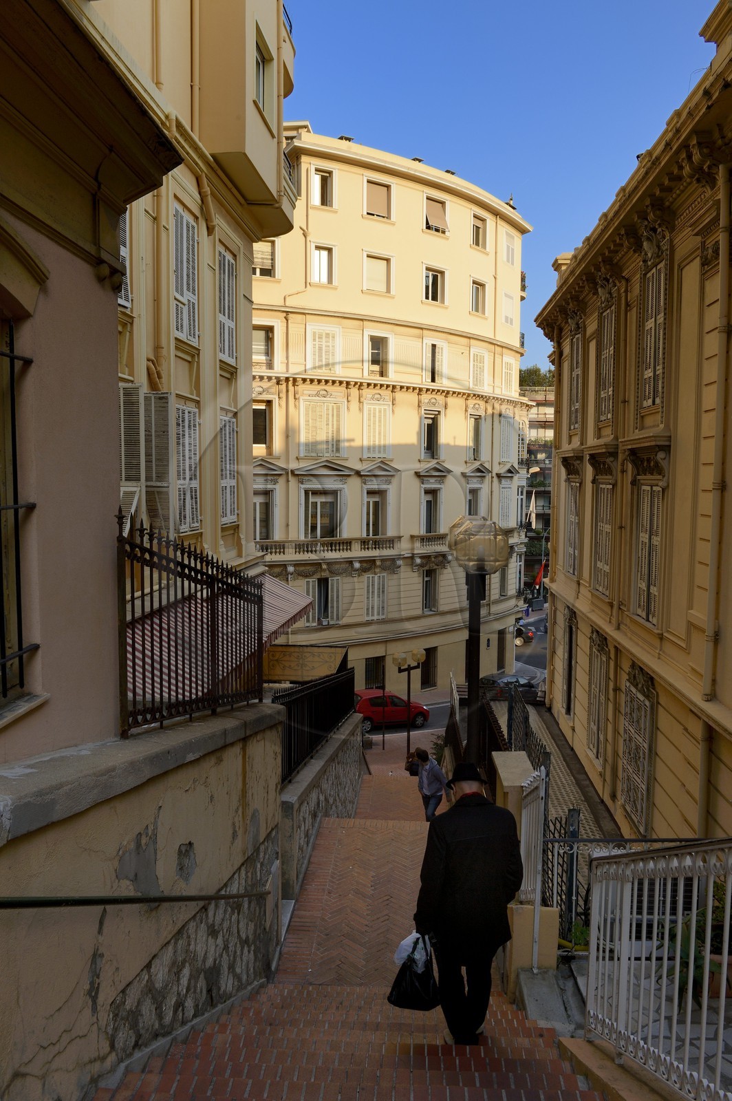 Principality of Monaco, Monaco, staircase of St. Charles Avenue at the border of France (Beausoleil)