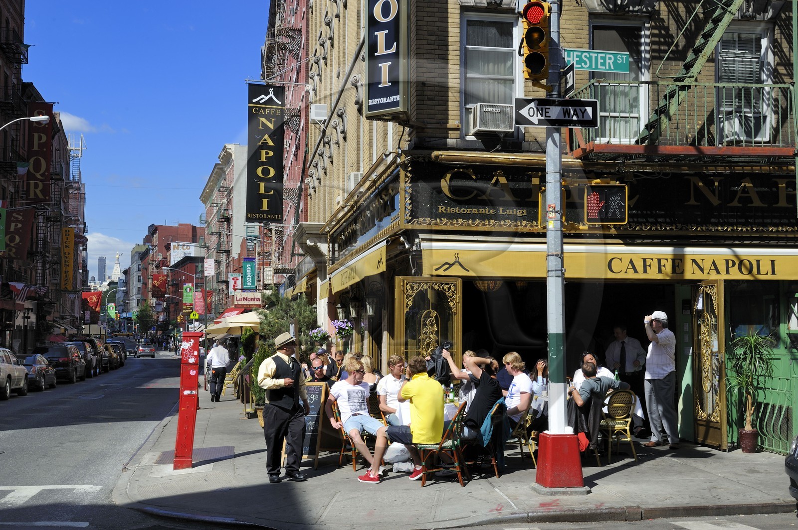 Etats-Unis, New York, Manhattan, le quartier de Little Italy, restaurant de Mulberry Street
