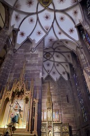 France, Bas Rhin, Strasbourg, old town listed as World Heritage by UNESCO, Notre Dame Cathedral, the Sainte-Catherine chapel (14th century) starry vaults
