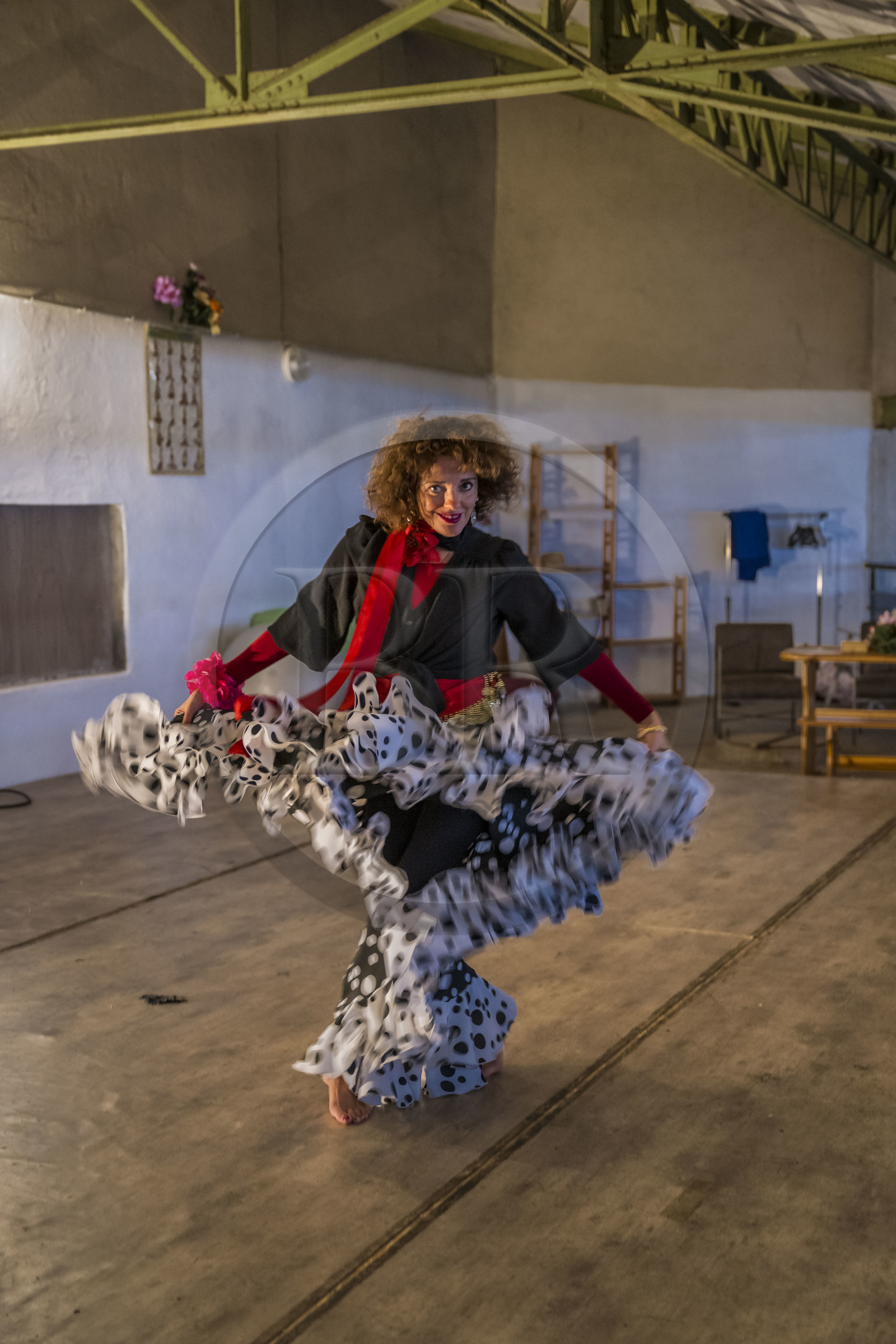 France, Herault, Sete, artists' studios in the old Saint-Raphaël cellars converted into artistic wasteland, artist and dancer Anna Nagy