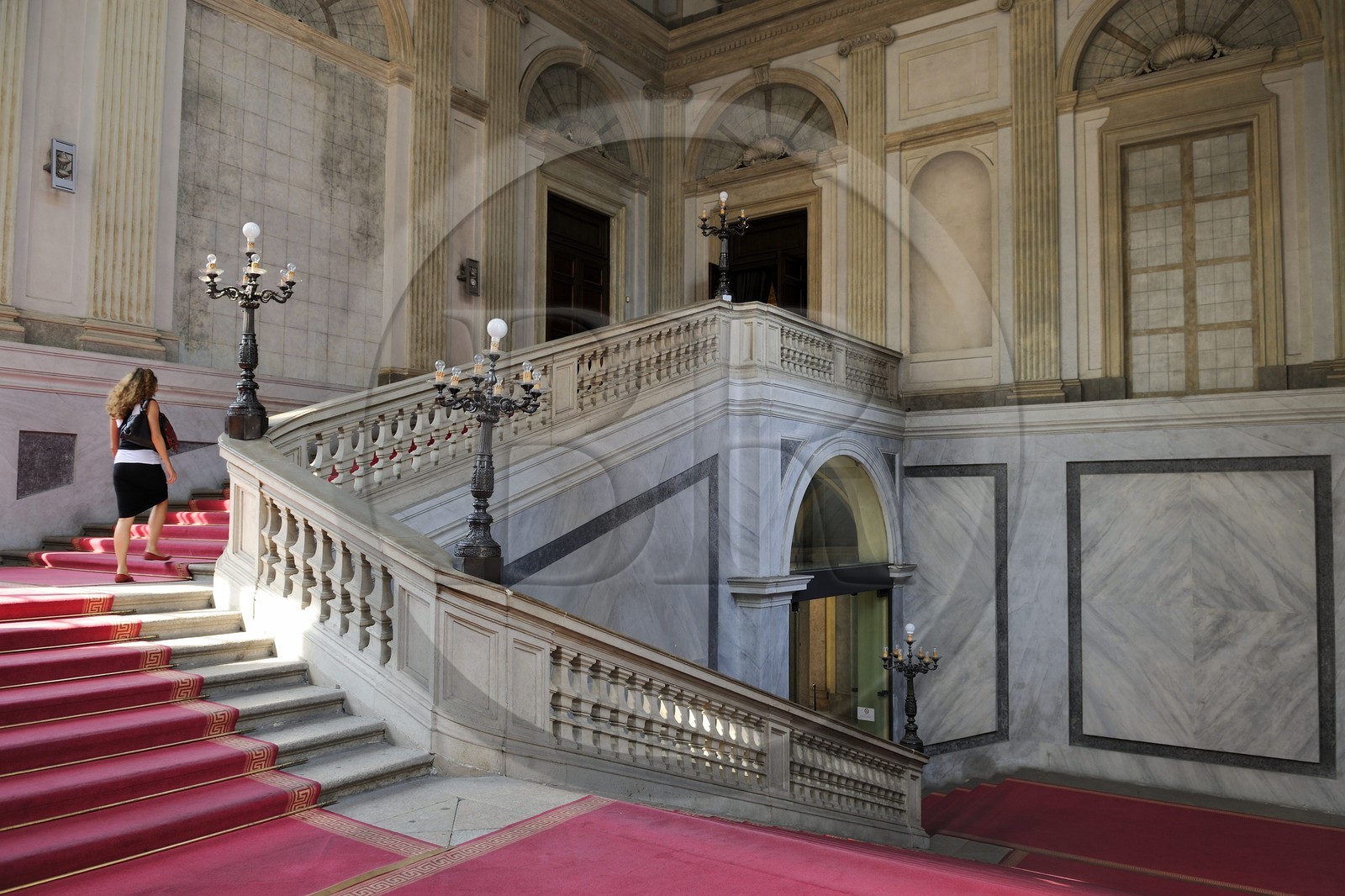 Italy, Lombardy, Milan, Piazza del Duomo, Royal Palace of Milan (Palazzo Reale), the neoclassical grand staircase