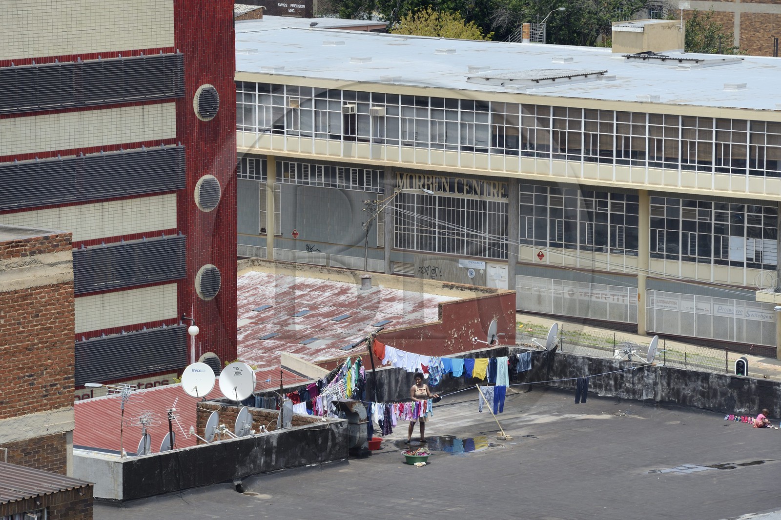 South Africa, Gauteng Province, Johannesburg, old warehouses and offices converted into makeshift homes