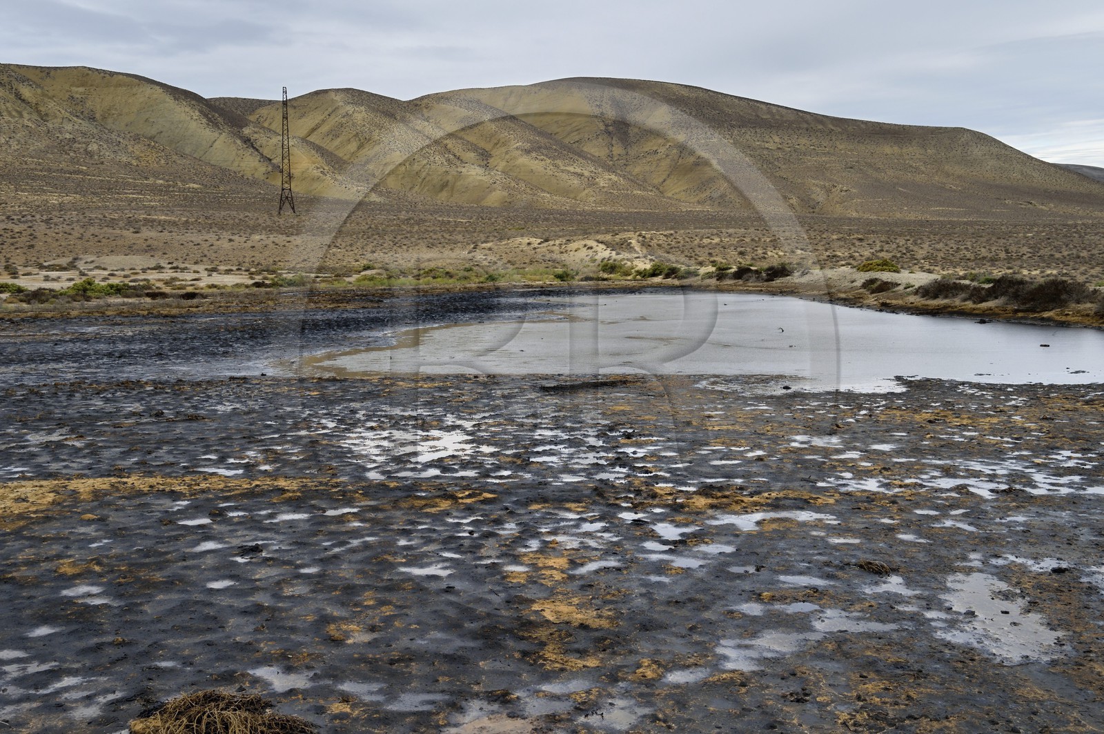 Azerbaijan, Gobustan, natural outcrop of oil