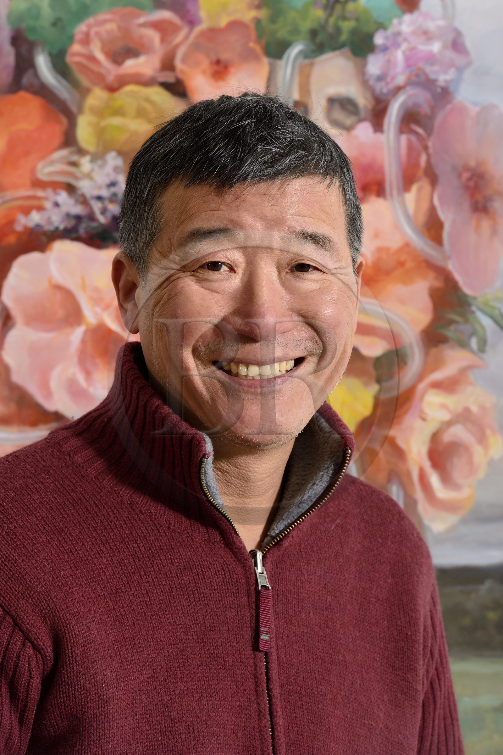 France, the artist painter Ru Xiaofan in his workshop in Les Lilas near Paris