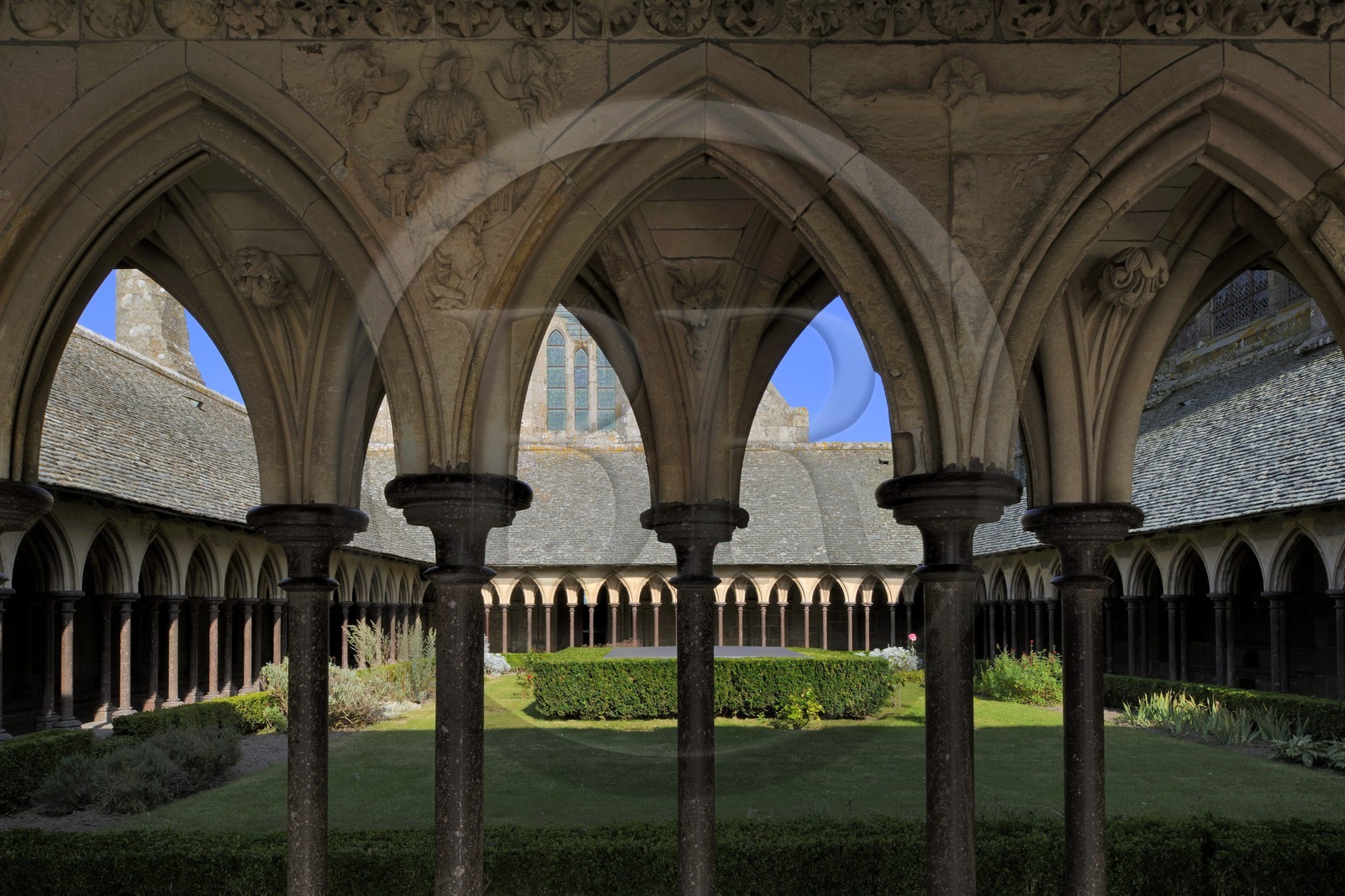 France, Manche (50), l'abbaye du Mont-Saint-Michel, classé Patrimoine Mondial de l'UNESCO, la Merveille, le cloître