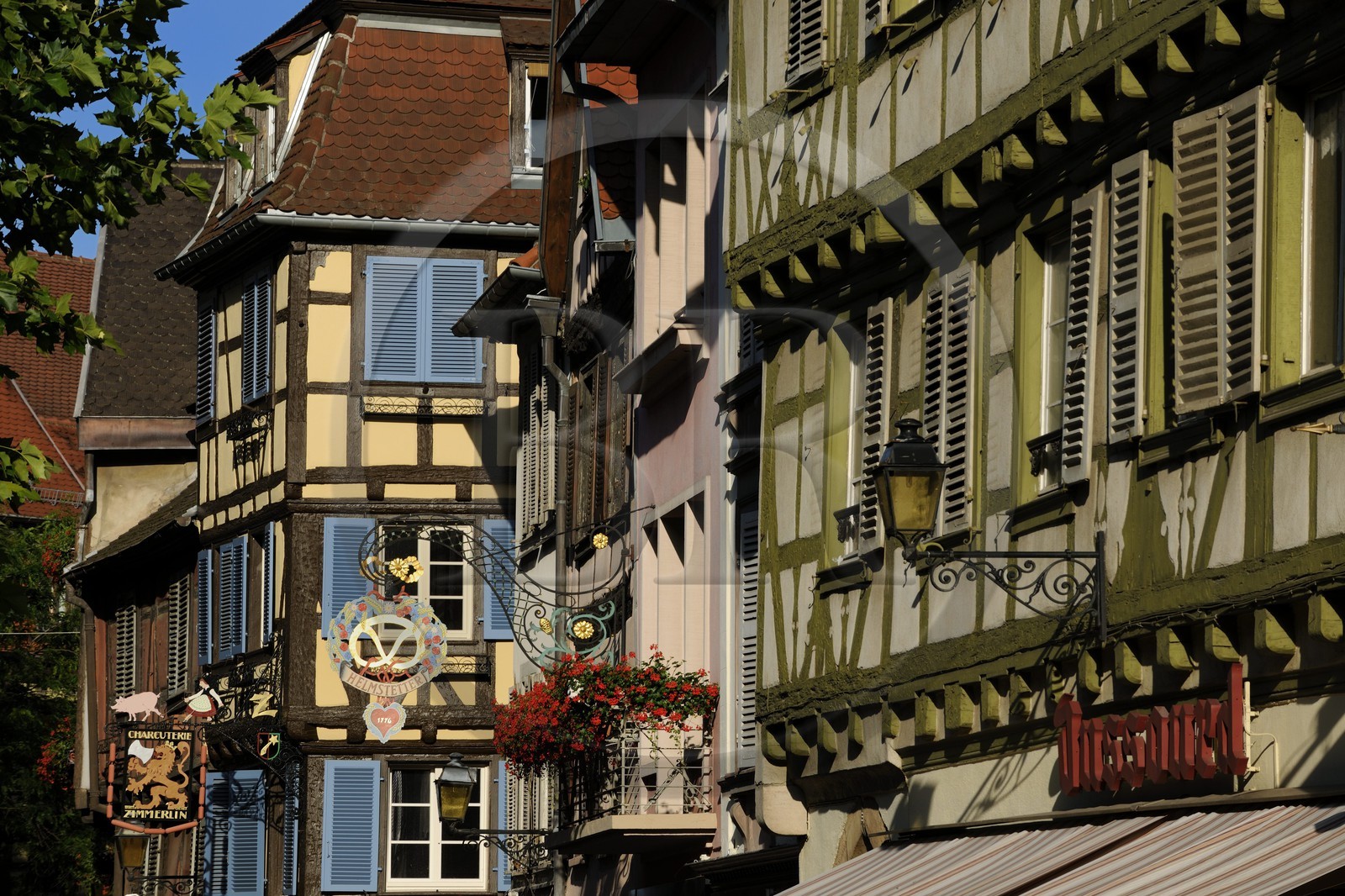 France, Haut Rhin, Colmar, sign on place des Dominicains (Dominican's Square)