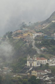 Brésil, Etat du Minas Gerais, ville de Ouro Preto, centre historique classé Patrimoine Mondial de l 'UNESCO, igreja de Santa Egenia dos Pretos (Route de l'or, Estrada Real)