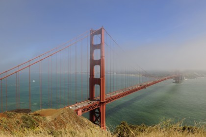 United States, California, San Francisco, Golden Gate Bridge and the city in the fog