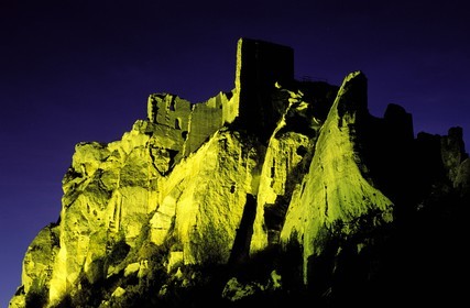 France, Bouches du Rhone, Les Baux de Provence village, labelled Les Plus Beaux Villages de France (The Most Beautiful Villages of France), ruins of the castle and donjon