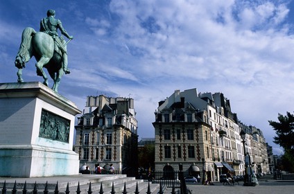 France, Paris (75), île de la Cité, la statue de Henri IV