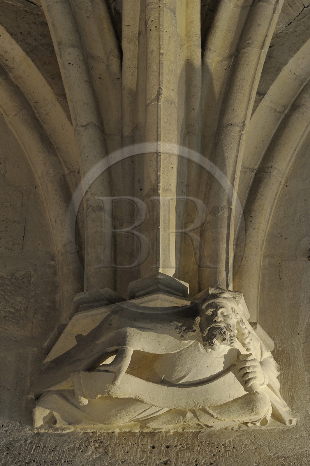 France, Val-de-Marne (94), Vincennes, le château de Vincennes, le donjon, salle du conseil au premier étage, console ou cul de lampe représentant un des quatre prophètes