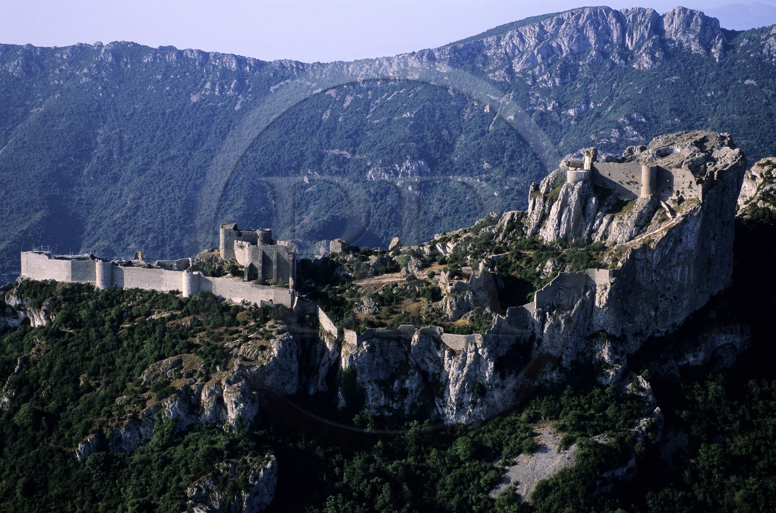 France, Aude (11), le château cathare de Peyrepertuse (vue aérienne)
