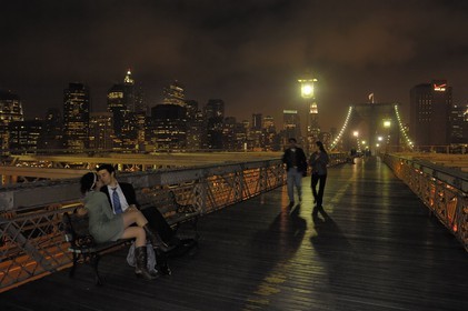 Etats-Unis, New York, Manhattan, le Pont de Brooklyn et le sud de Manhattan