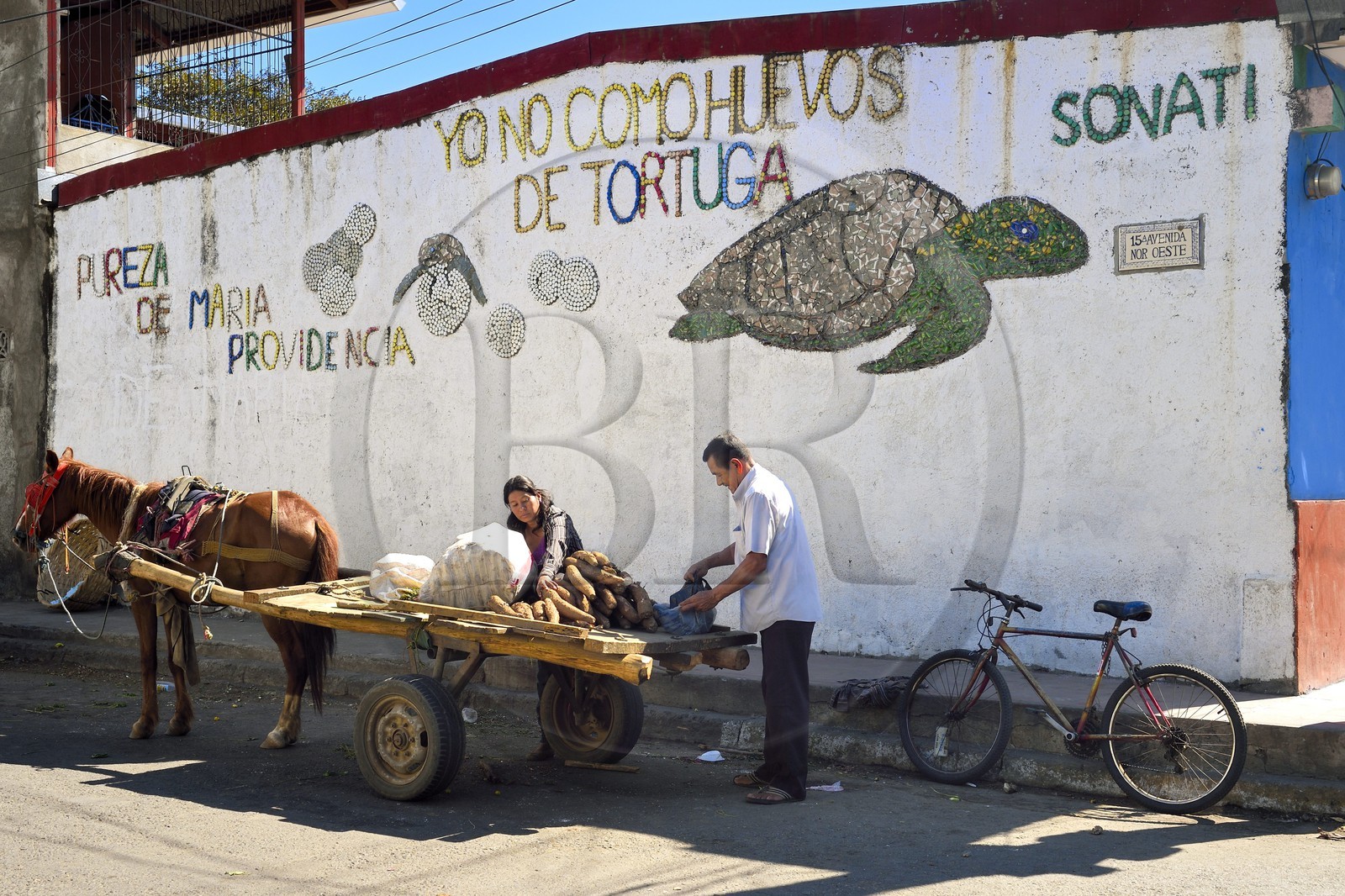 Nicaragua, Leon, Sutiaba district, fresco against the consumption of sea turtle eggs