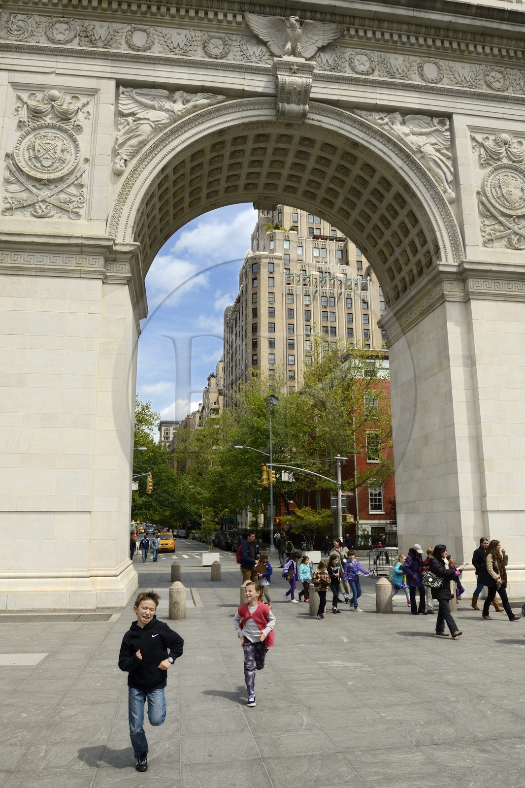 Etats-Unis, New York, Manhattan, Greenwich village, l'arc de Triomphe dans le parc de Washington Square Park