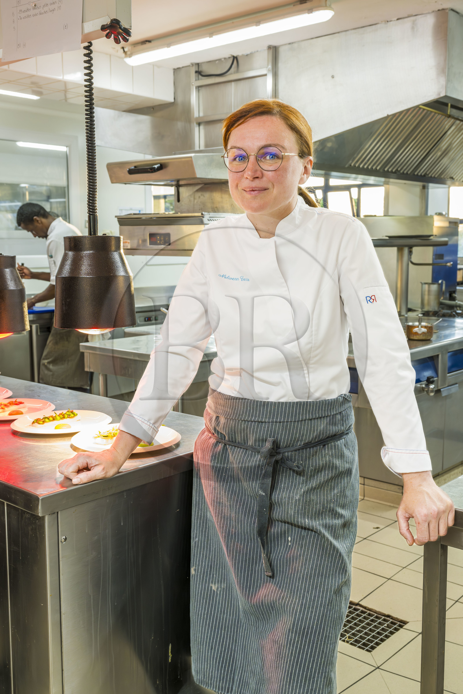 France, Finistère (29), Plougonvelin, restaurant Hostellerie de la Pointe Saint-Mathieu 1 étoile Michelin, la cheffe Nolwenn Corre