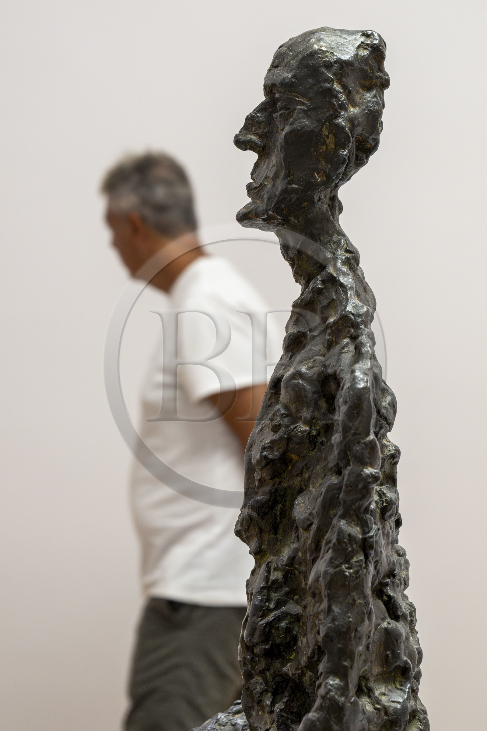 France, Bouches-du-Rhône (13), Aix en Provence, musée Granet, sculptures d'Alberto Giacometti, Elie Lotar III (assis), 1965, bronze