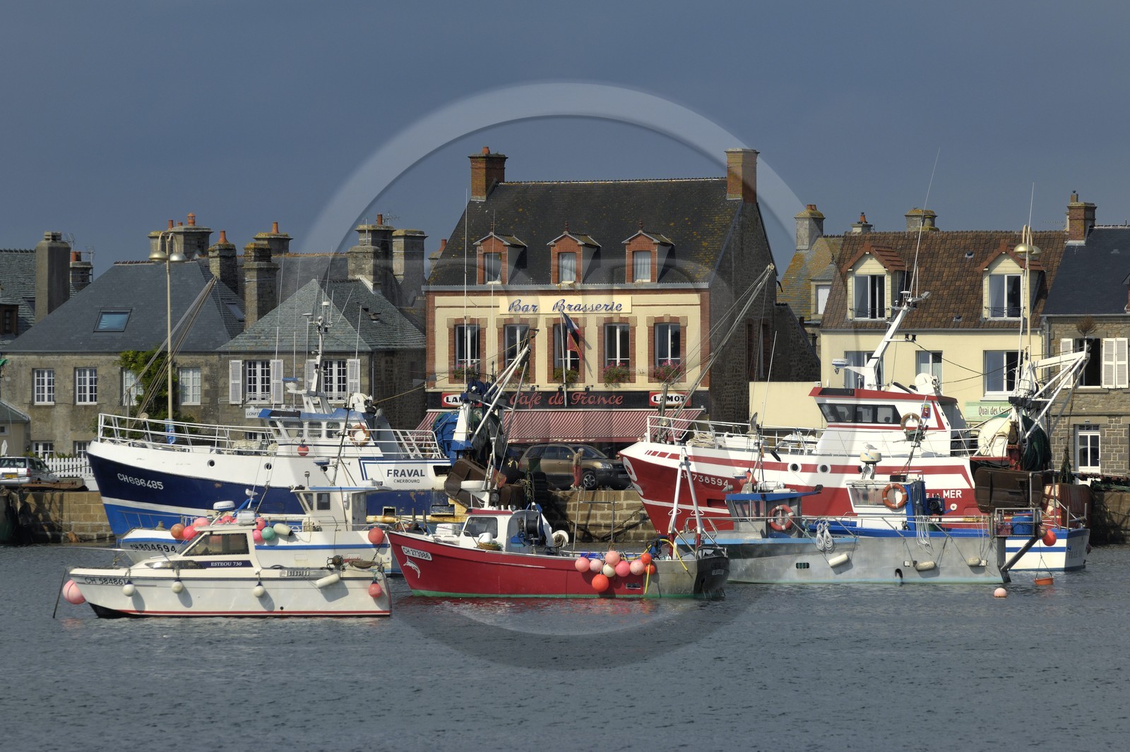France, Manche, Val de Saire, Barfleur, labelled Les Plus Beaux Villages de France (The Most Beautiful Villages of France), port at high tide